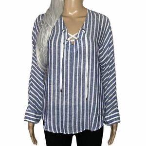 Rails Linen Blend Conductor Striped Tunic Top Size XS Coastal